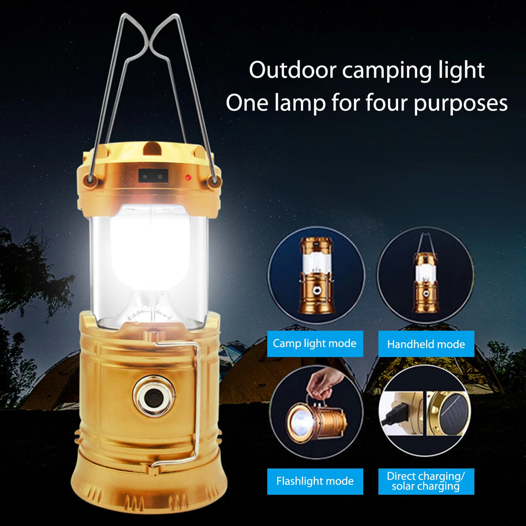 RTS Portable Multifunctional Waterproof Camping Lamp Usb Rechargeable Led Camping Lights Solar Camping Lantern