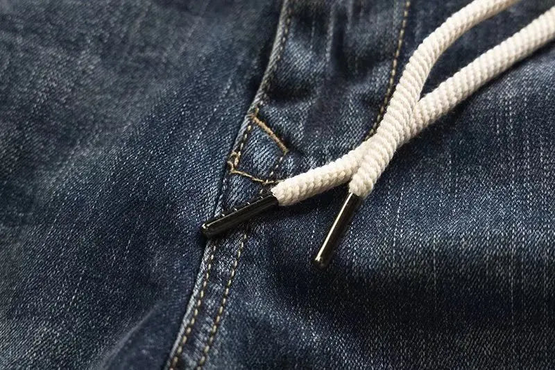 Wholesale 2022 New Denim Men's Stretwear Beam-legged Harem Pants for Young Students Loose Drawstring Sweatpants Baggy Jeans