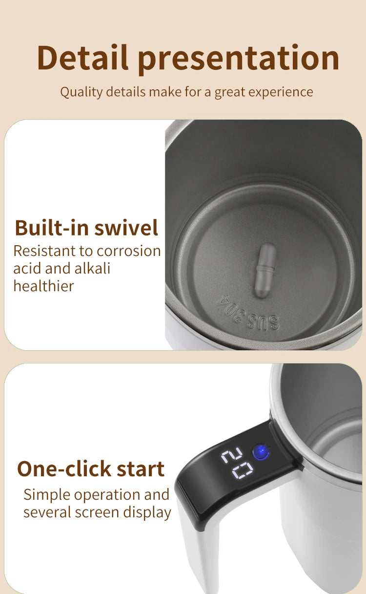 380ML Mini Electric Coffee Self Mixing Mug IP67 Waterproof Food Safe Coffee Mug USB Rechargeable Automatic Magnetic Cup For Tea