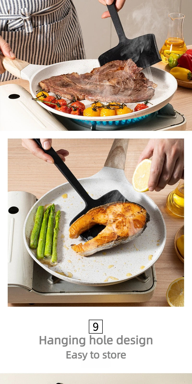 Food Grade Silicone Spatula Non-Stick Pan Safe Heat Resistant Wide Head Cooking Turner Scraper for Baking Frying Kitchen Utensil