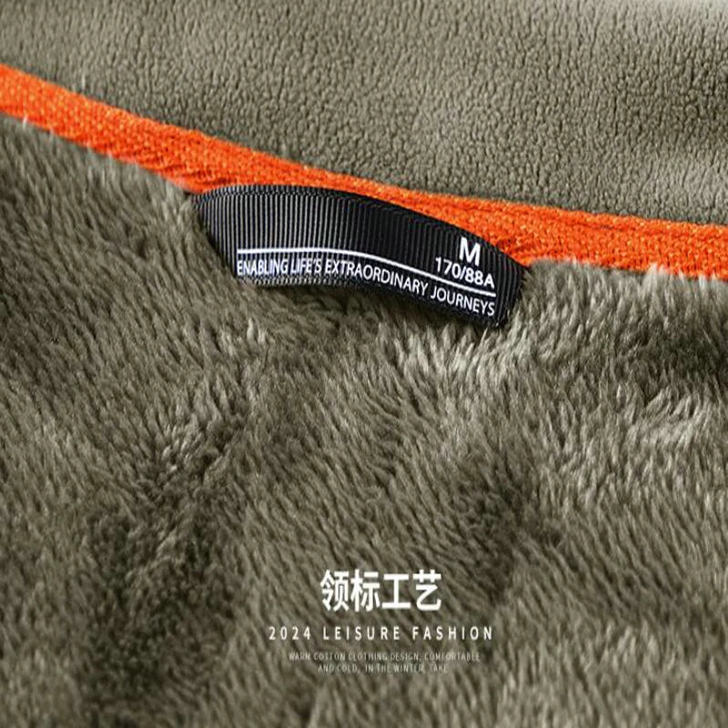 2026 Solid Men's Fleece-Lined Cycling Jacket New Arrival Winter Windproof Stand-Collar Zip-Up Thicken Warm Plush Coat Clothing