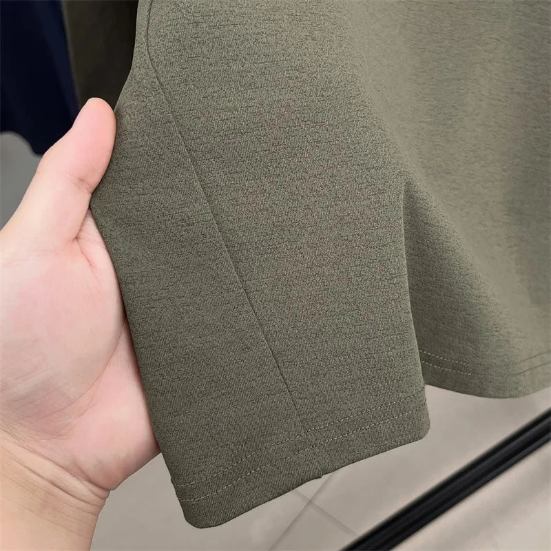 Luxury Men's Brand Spring High Quality T-Shirt Mock Neck Zipper Printing Long Sleeves Hoodie Leisure Fashion Men's Clothing Tops
