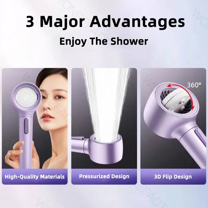 Shower Head 2 Modes High Pressure Shower Heads With Handheld Detachable Filtered Showerhead Bathroom Accessories