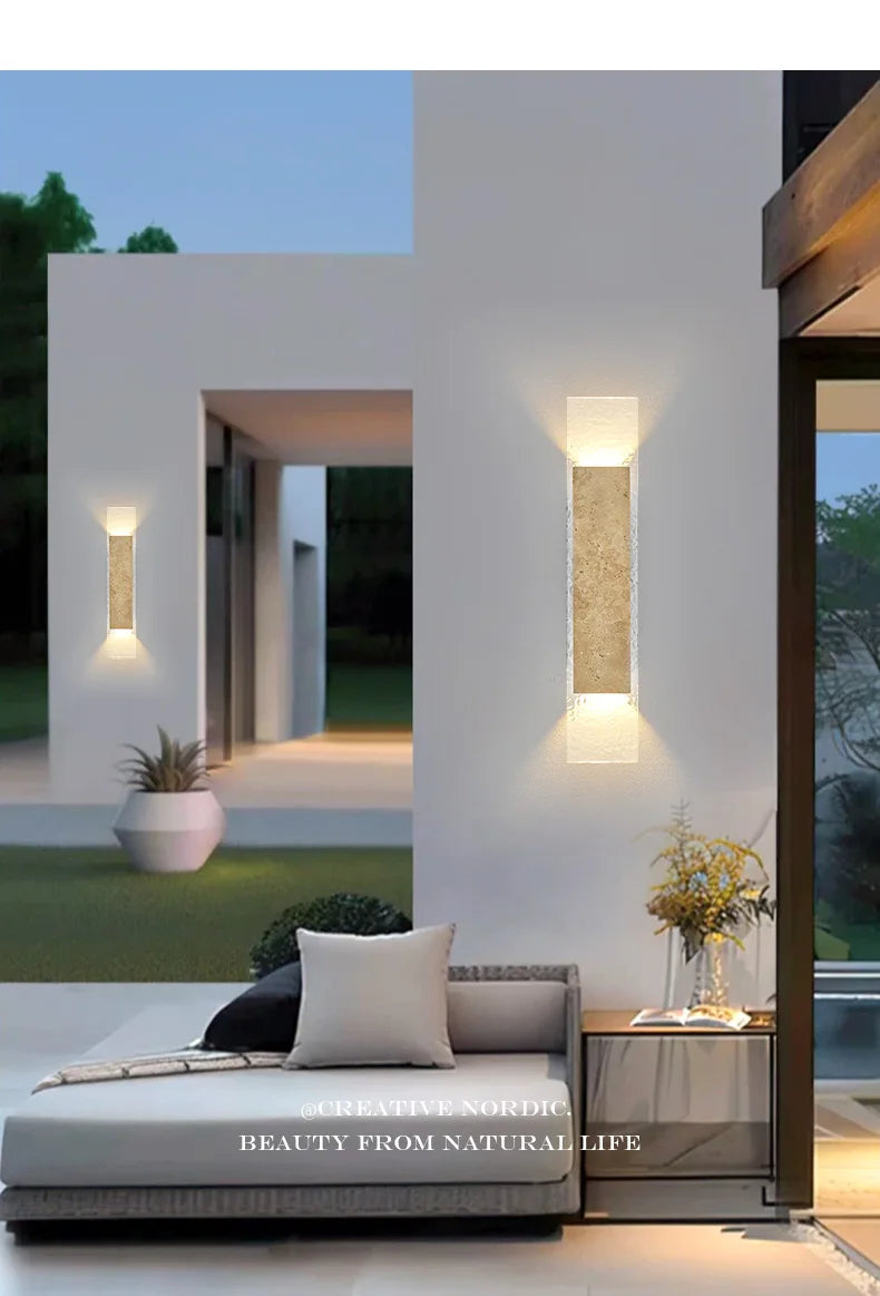 Outdoor Waterproof Wall Lamps Strip Natural Stone Wall Lights 18W LED Porch Wall Sconces Bedroom Exterior Lighting Fixtures
