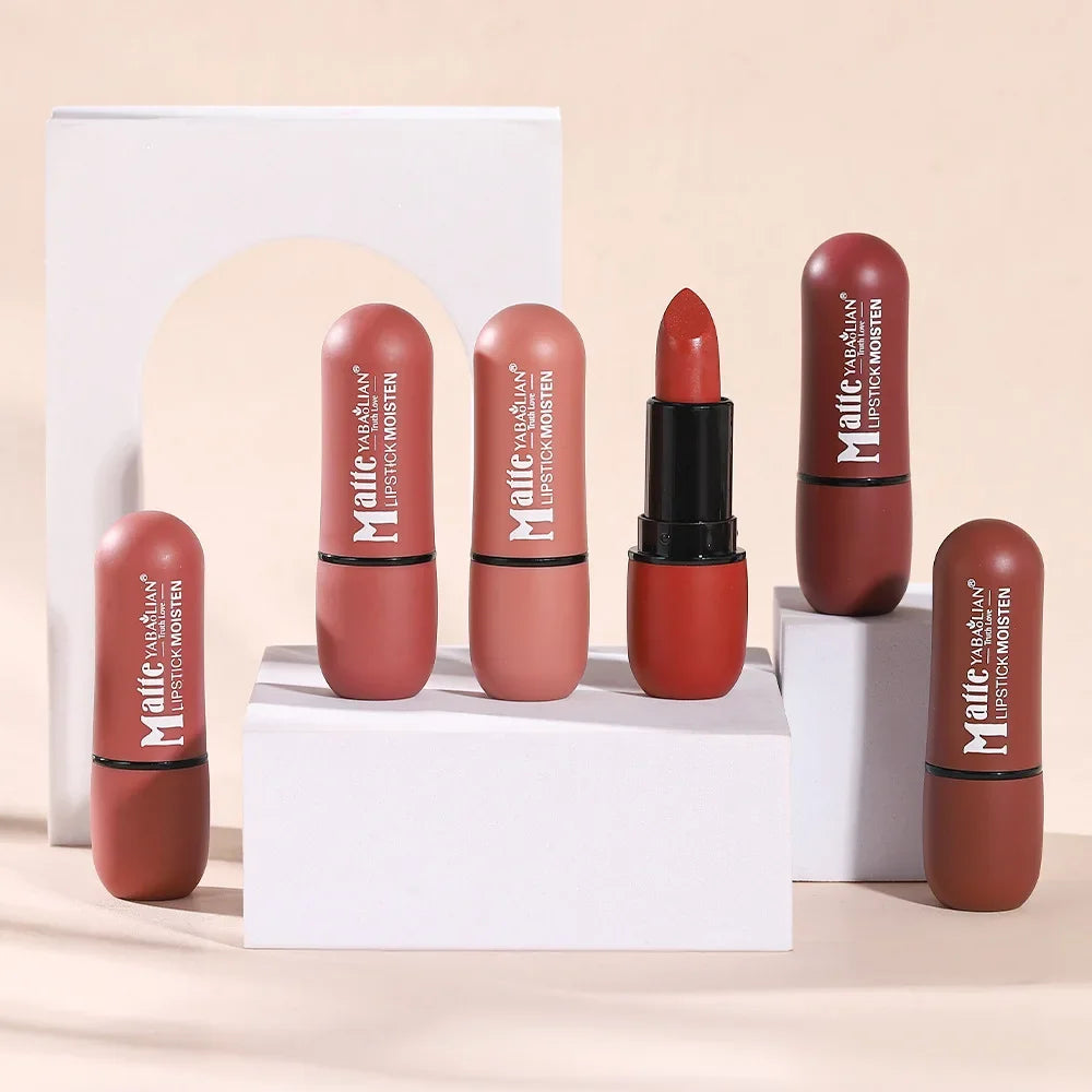 6 Colors Sexy Matte Lipstick Waterproof Long Lasting Color Rendering Non-stick Velvet Lips Contour Pencil Woman Makeup Cosmetics