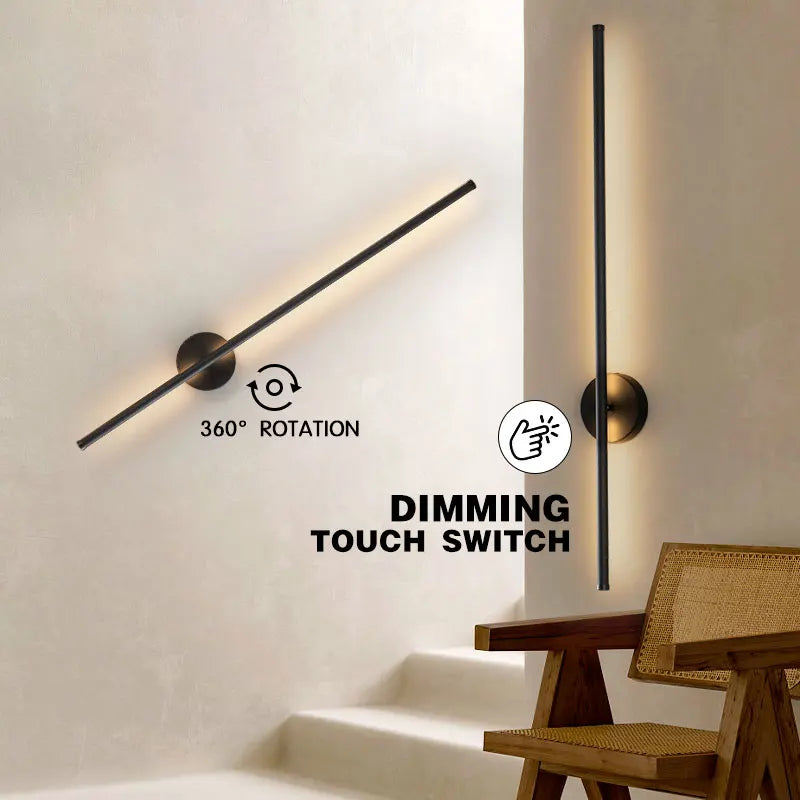 Nordic LED Wall Lights with Touch Dimmable Switch Black 40/55/60/80/100cm Interior LED Wall Lamps Wall Sconce Lighting Fixtures