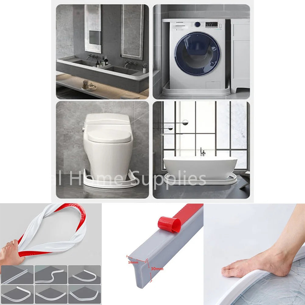 0.5-6M Bathroom Water Stopper Silicone Retaining Strip Water Shower Dam Flood Barrier Dry And Wet Separation Blocker