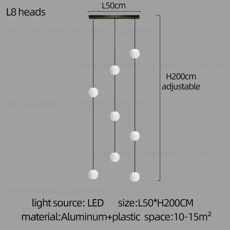 Stairs Modern Chandelier Loft Duplex Living Room Hotel Lobby Long Pendant Nordic Home Decorative Lighting Ball Long Line Pendant