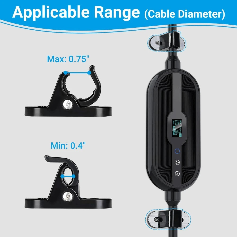 EV Charger Fixing Clamp Bracket Home Cable Clips for Household Charging Station Wall Mount EV Charger Holder Bracket 2 Pack