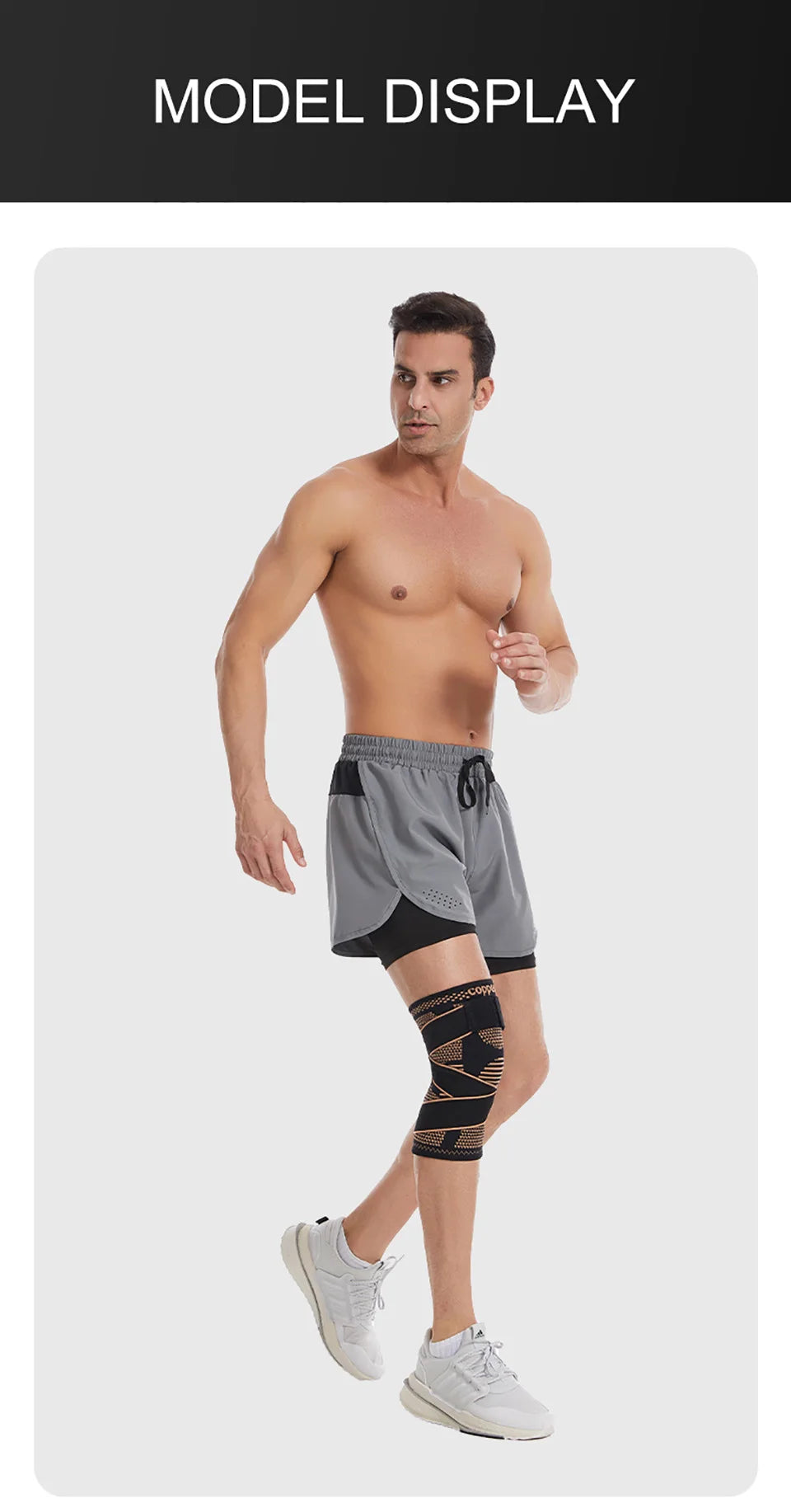 1Pcs Knee Support Knitted Nylon Copper Ion X-type Stable Patella Compression With Straps Ligament Strain  Knee Pads Men Women
