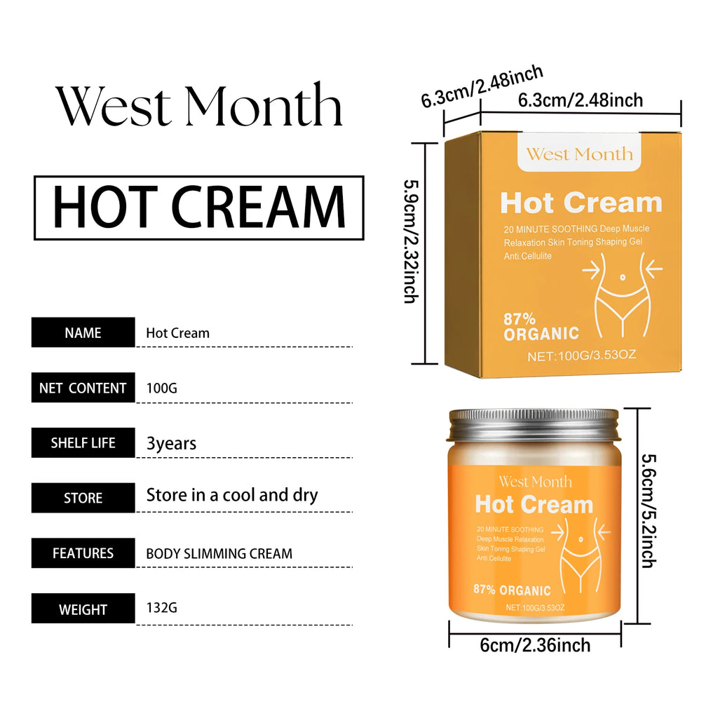 Hot Cream Massage Slimming Cream 87% Organic Anti Cellulite Slimming Lotion Thermal Fat Burning Massage Weight Loss Cream