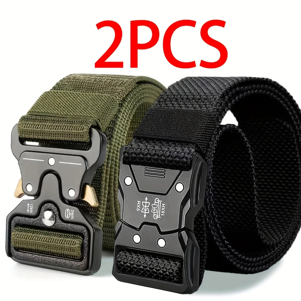 2 Men's Quick-Release Lock Buckle Belt - Outdoor Belt, Suitable for Camping, Jeans, and Casual Pants