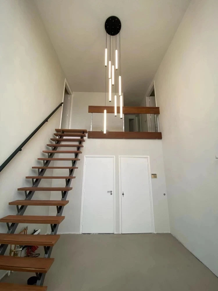 Nordic Stairs LED Long Chandeliers Minimalist Duplex Attic Living Room Kitchen Pendant Lights Home Decoration Ceiling Chandelier