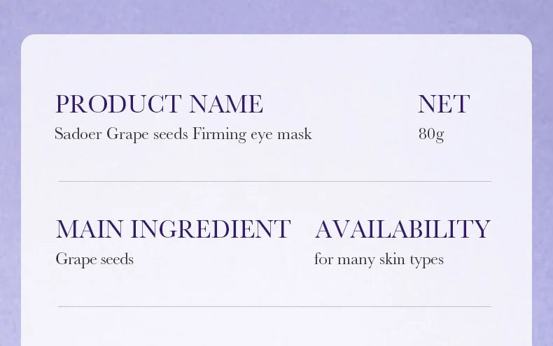 SADOER Grape Eye Mask Anti Wrinkle Dark Circles Removal Eyes Bags Moisturizing Eye Patches Eyes Skin Care 60pcs