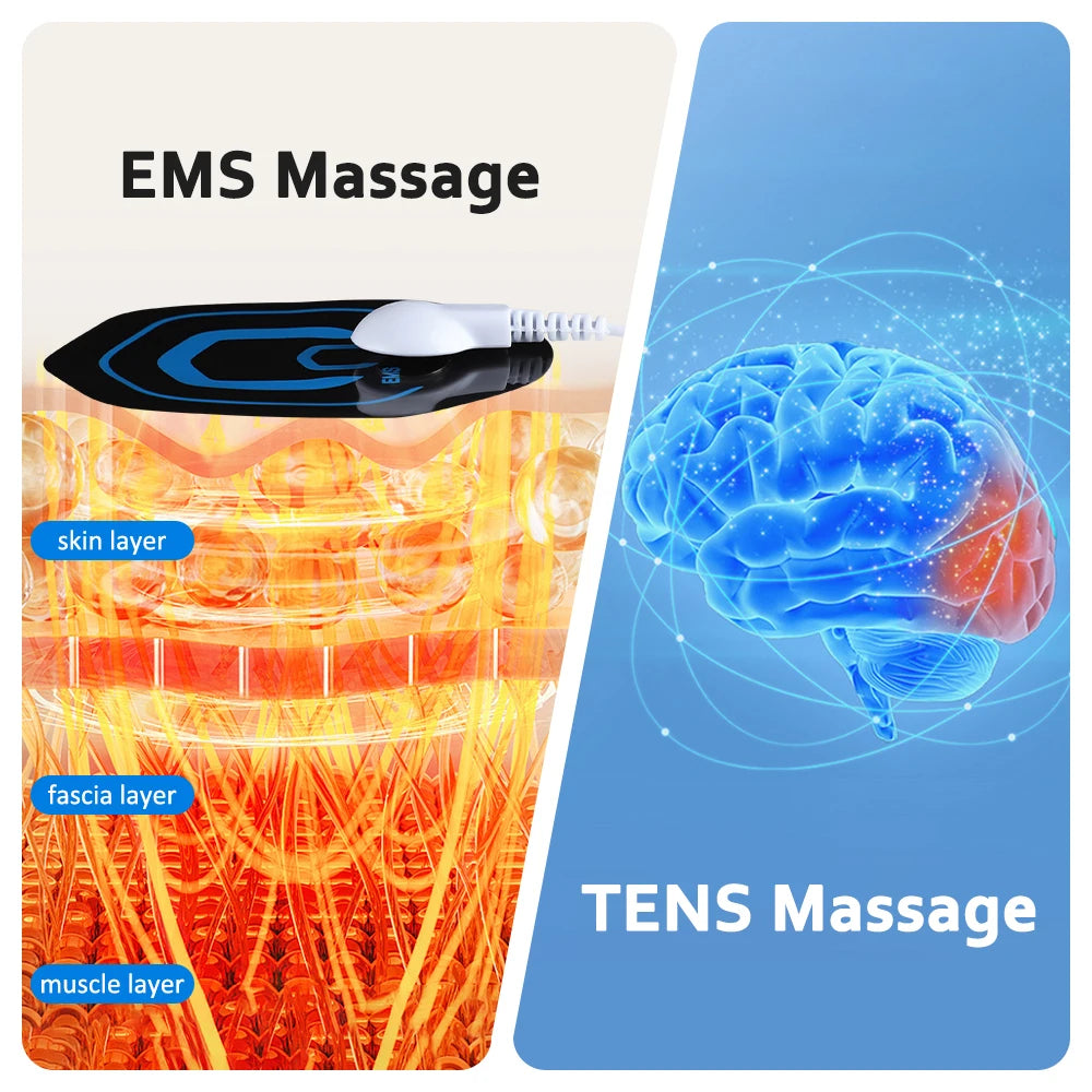 EMS TENS Muscle Stimulator Electric Massager for Full Body 9 Modes 30 Intensity Levels Dual Output Massaging Device Rechargable