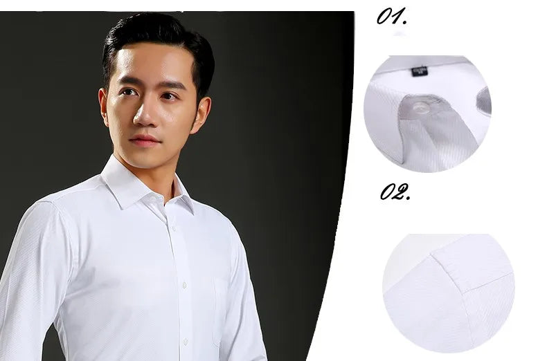 2025 Classic Regular Fit White French Cufflinks Men's Business Dress Long Sleeve Shirt Lapel Men Social Shirt