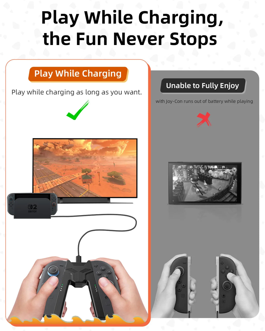 Aolion For Switch 2 Portable Charging Grip Bracket For NS2 Joy-con Controller Handle Charging Dock For Switch 2 Game Accessories