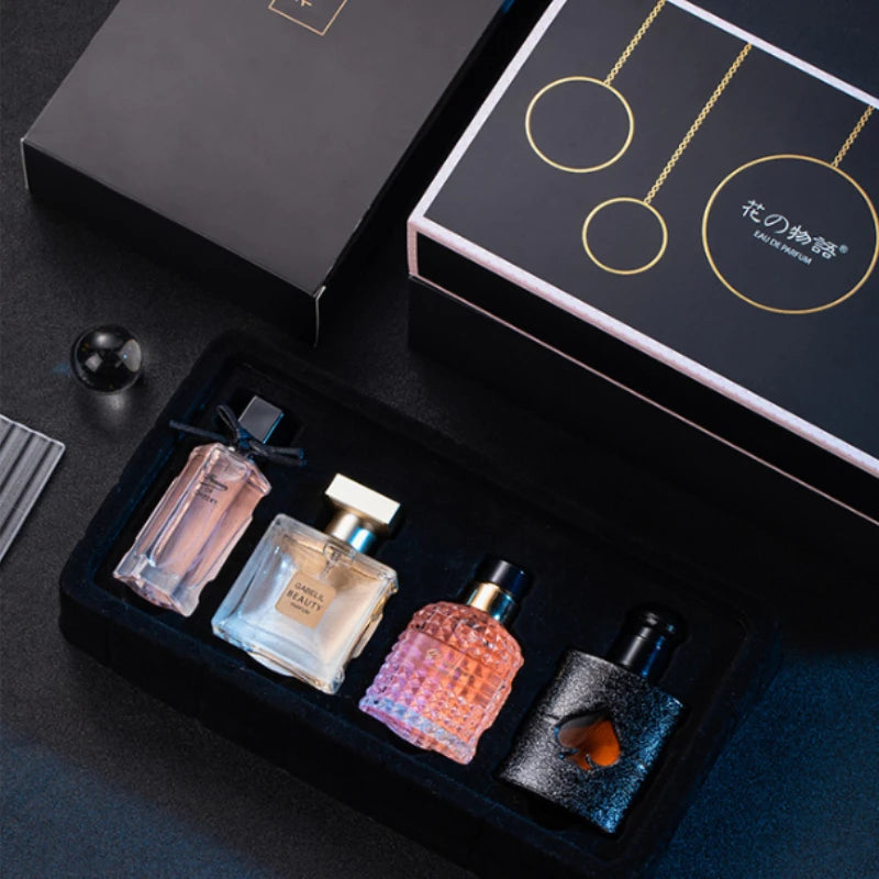 Women’s Perfume Gift Set of 4 Long Lasting Floral Woody Fragrances 105ml Elegant Captivating Scent Collection Perfect Gift