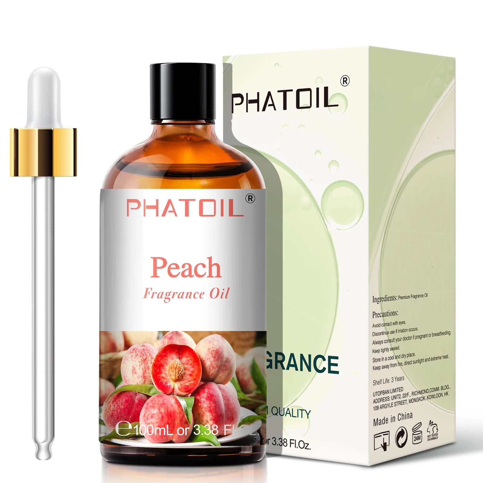PHATOIL 100ml Fruit Series Fragrance Oils with Glass Dropper Coconut & Vanilla Strawberry Mango Cherry Aroma Oil For Diffuser