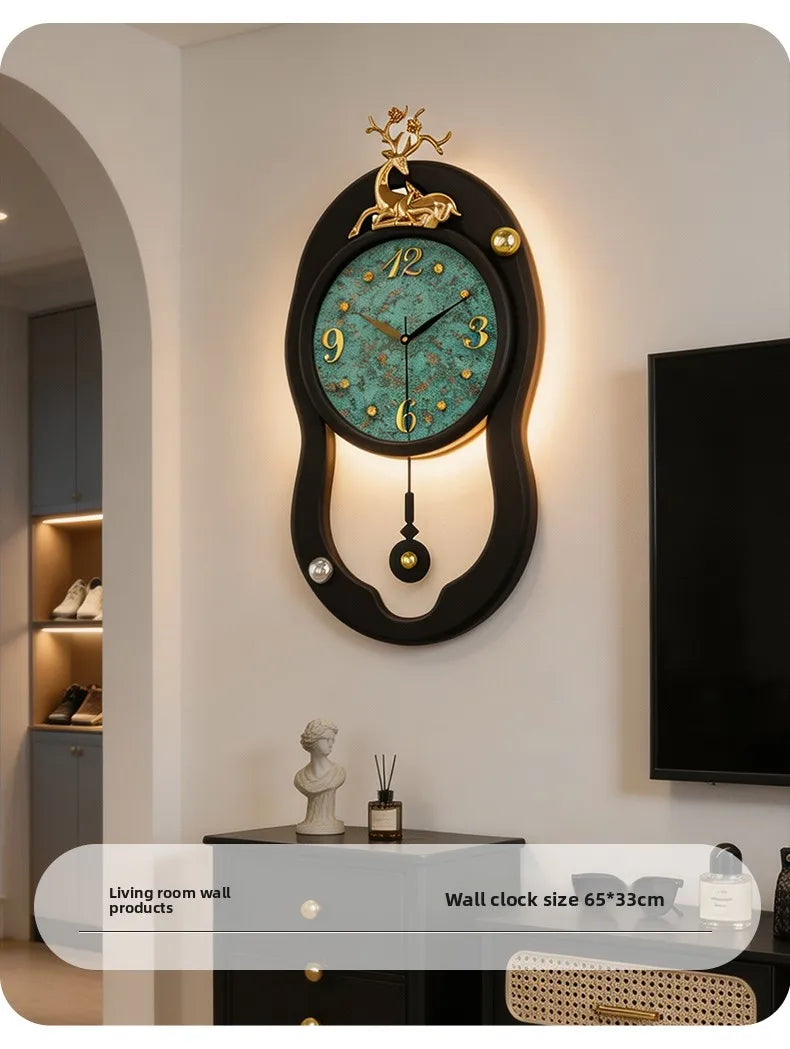 Retro French LED Wall Clock Watch Living Room Mute Pendulum Clock Elegant Taste Family Gift Art Decor Quartz Clock Home Decor