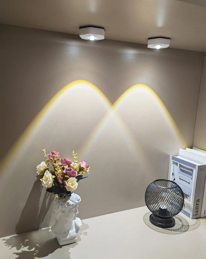 Creative Hexagonal Cat Eye Under Cabinet Light Sunset Red Projection Sunset Lamp Battery Powered Touch LED Decorative lights