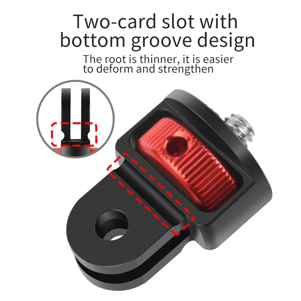 360 Rotating Mini Tripod Adapter 1/4 Inch Screw CNC Aluminum Locking Mount for GoPro12 11 POCKET 2 FIMI PALM 2 Insta360 X3 Osmo