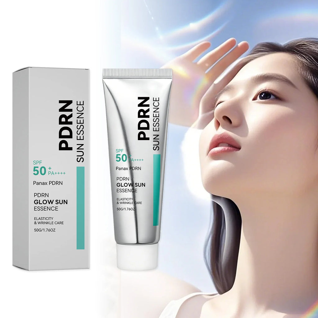 SPF 50 PDRN Facial Sunscreen Essence Broad Spectrum UV Defense Waterproof Moisturizing Refreshing Non Sticky Daily Face Sun Care