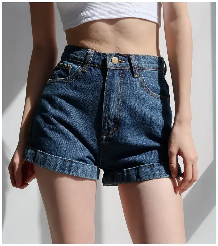 Basic Denim Shorts Women Sexy Skinny Vintage All-match High Waist Fashion Casual Streetwear Summer Chic Pure Temperament Females