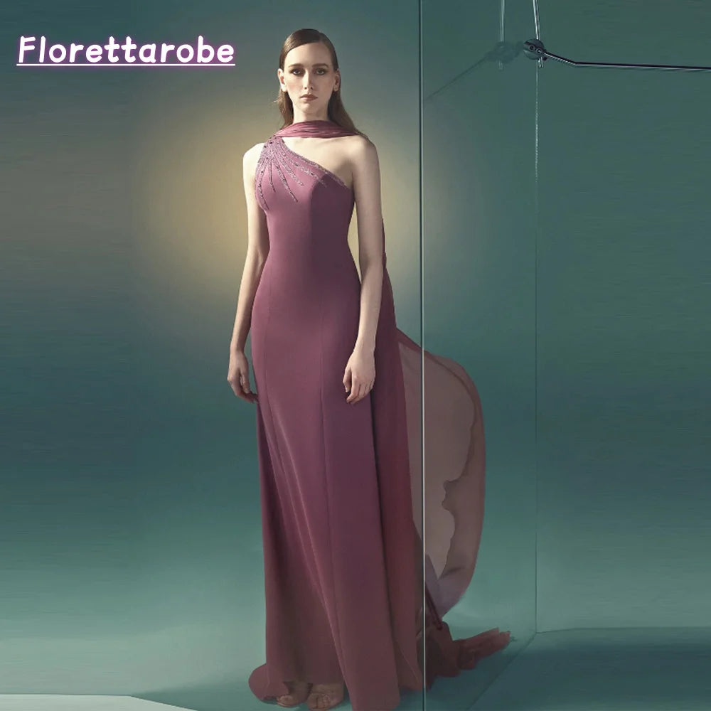 Florettarobe One Shoulder Evening Dresses Luxury Beads Prom Dress for Women  Elegant Bespoke Occasion Gowns Customized