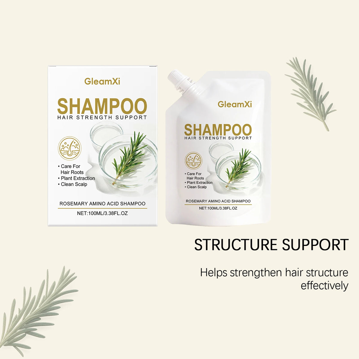 Rosemary Amino Acid Volumizing Shampoo - Gently Cleanses the Scalp, Naturally Voluminous, Smooth, and Shiny