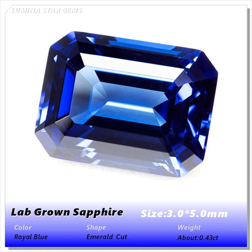 ABCLab Grown Sapphire Royal Blue Color Multiple Cuts Available Gems For Jewelry Setting&Custom Design Selectable Certificate
