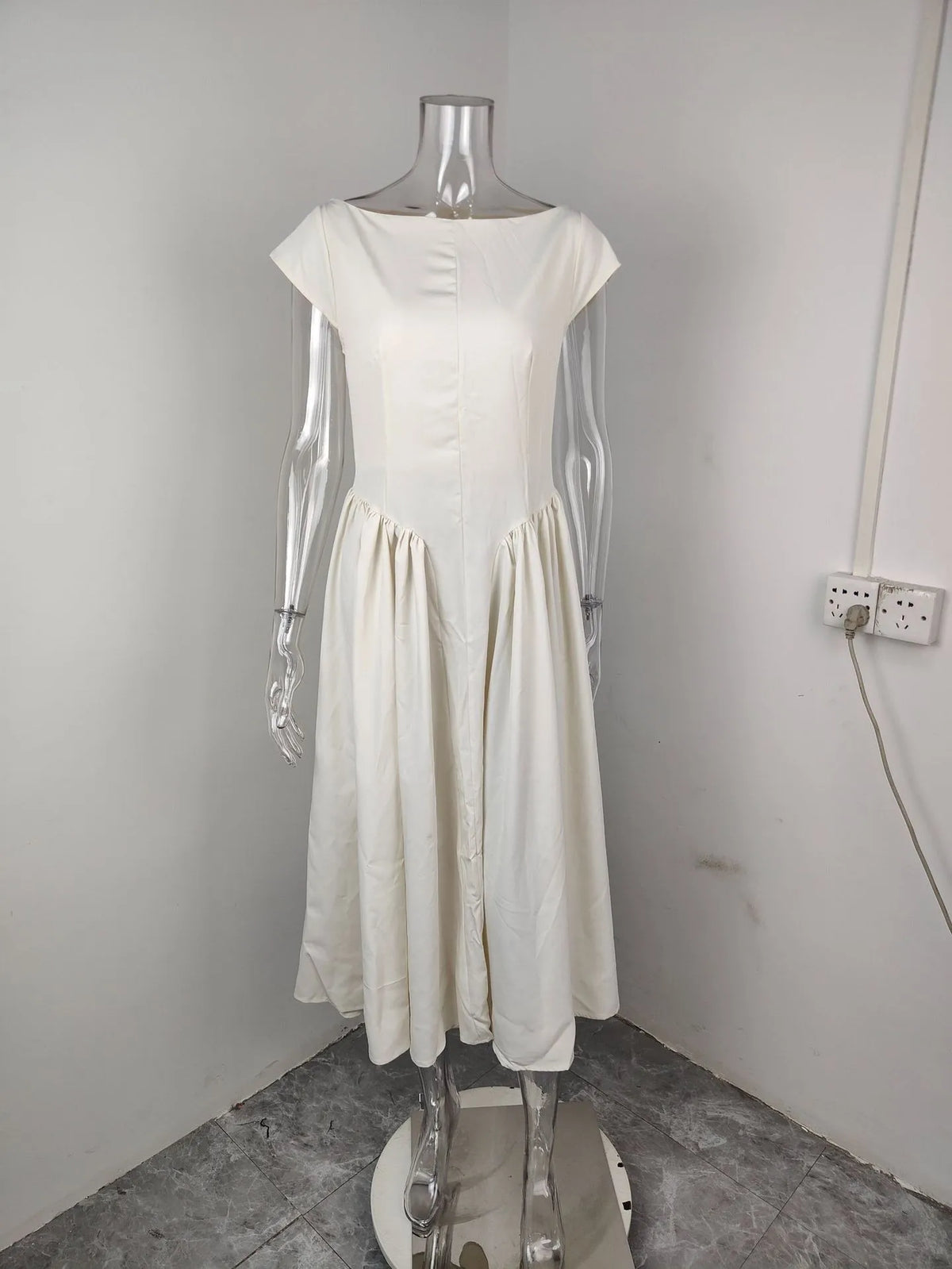 Elegant Women's Summer Evening Sleeveless High Waist Backless Long Solid Color Wrinkle Resistant Pullover Dress For Women