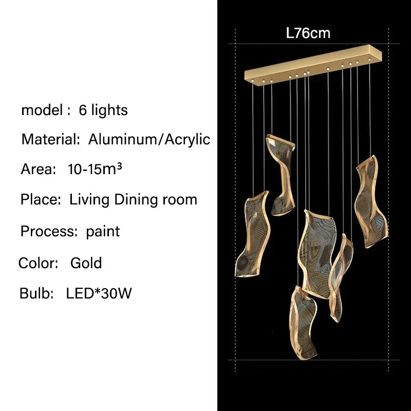 Modern LED Pendant Lights Living Dining Room Lighting Lustre Decor Chandelier Indoor Villa Duplex Stairs Hanging Lights Fixture