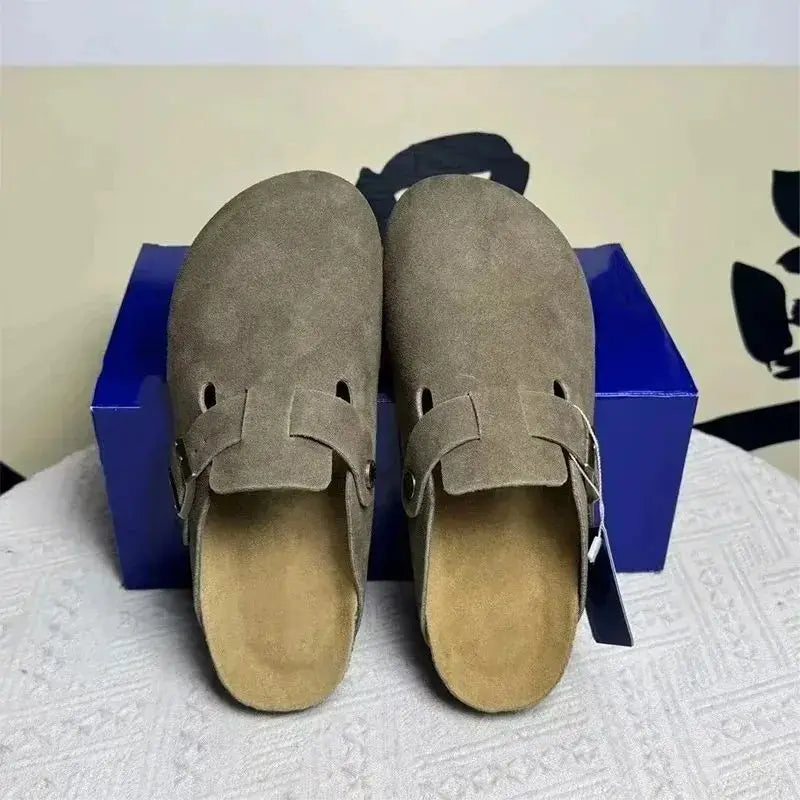 New Womens Clogs Boston Slides Mens Slippers Sandals Sliders Suede Leather Flips High Quality Spring Summer