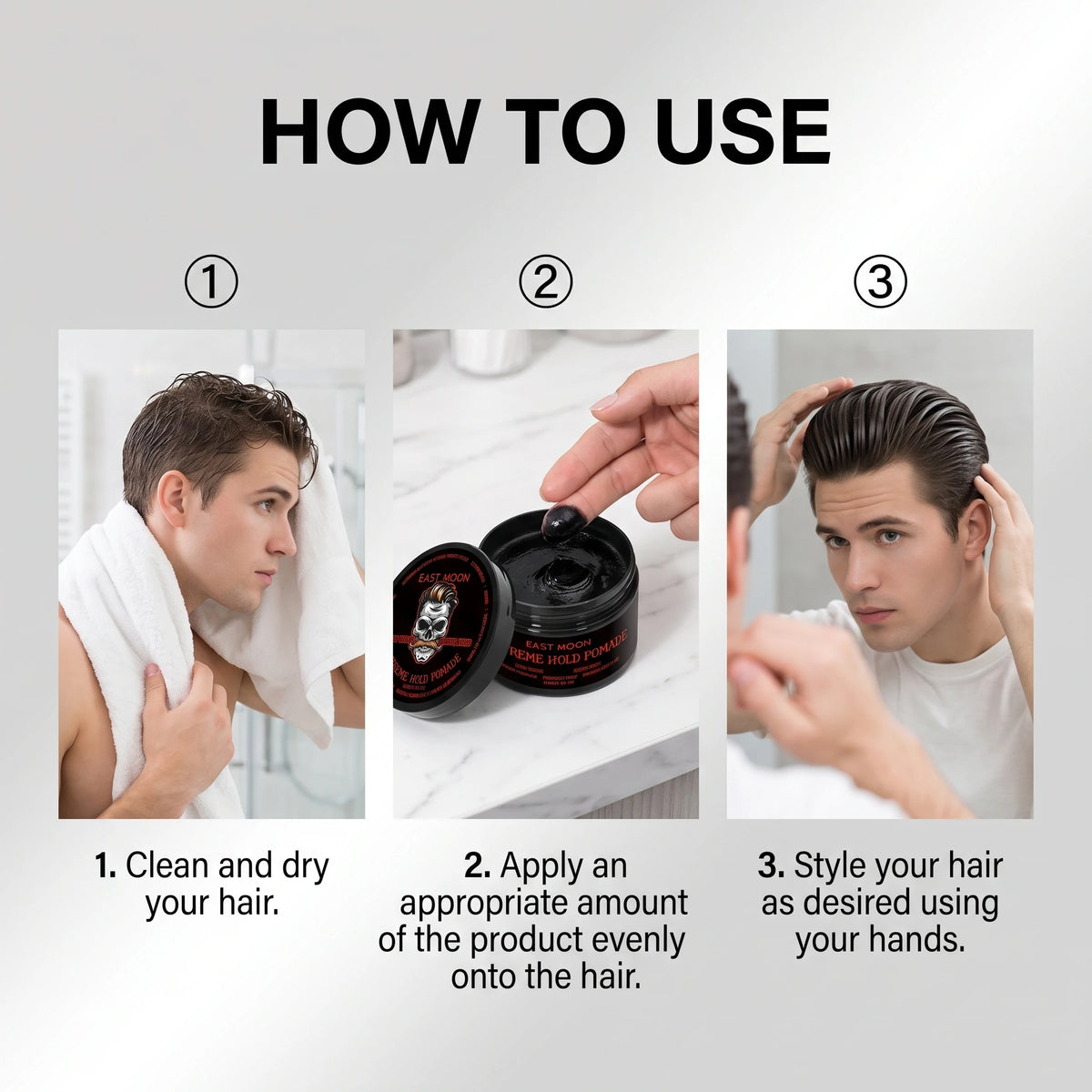 Shine & Hold Hair Pomade, Create Stereo Hairstyle with Glossy Finish