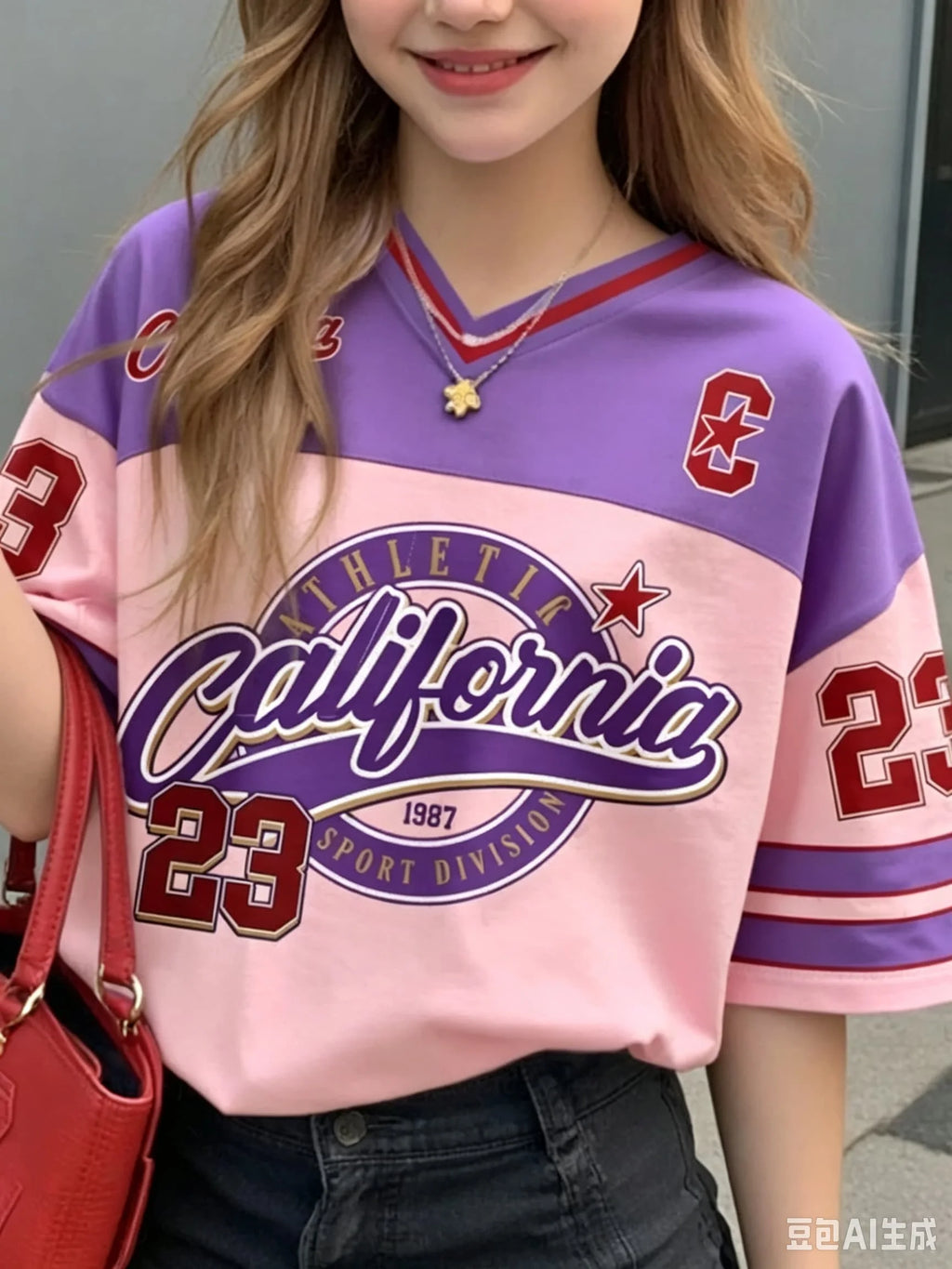 Women's Sports Style California 23 Printed Short Sleeved Round Neck Women's Children's Men's Top Men's Beach T-shirt