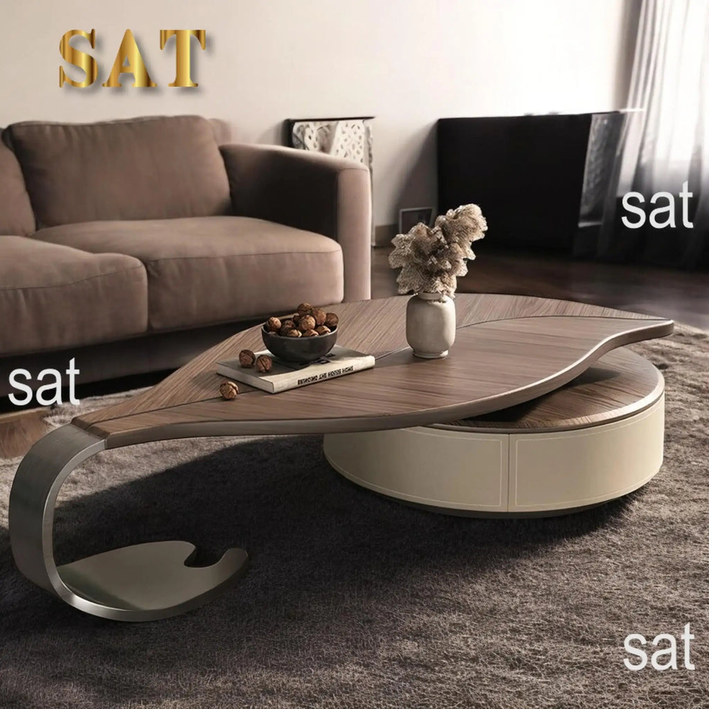 ！@Living Room Furniture Set Wooden Modern Nesting China Small Oval Shape Side Tea Table Design Leaf Shaped Coffee Table