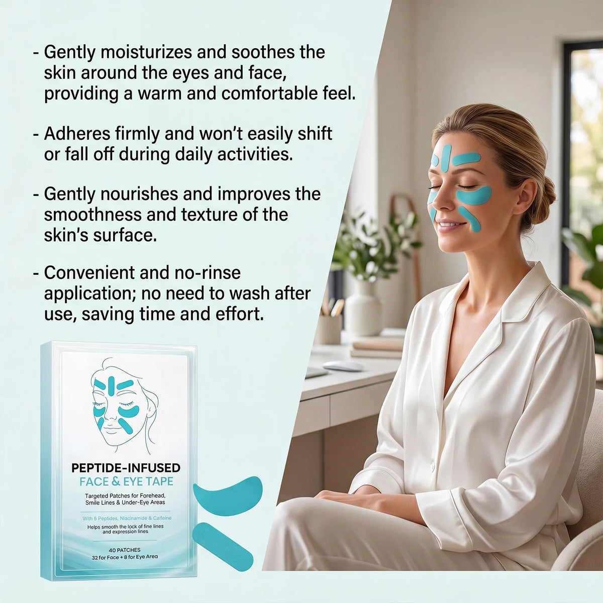 Peptide-Infused Face & Eye Tape Wrinkle Removal Sticker Smooth Forehead Smile Lines Wrinkles Peptide Facial Tape Skin Care Tools