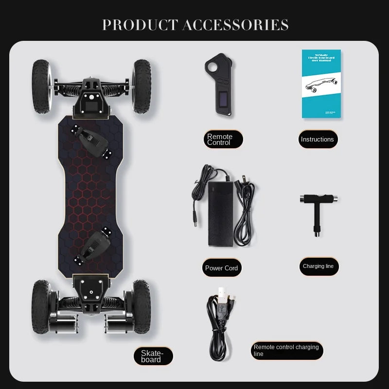Jking Mars All-Terrain Electric Skateboard Remote Control Off-Road Four-Wheel Drive For Suspension Walking Belt