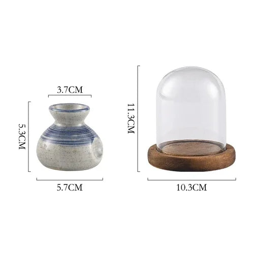 Japanese Retro Toothpick Box Home Toothpick Cotton Swabs Jar Ceramic Pot Glass Dust Cover Modern Exquisite Decoration Modern