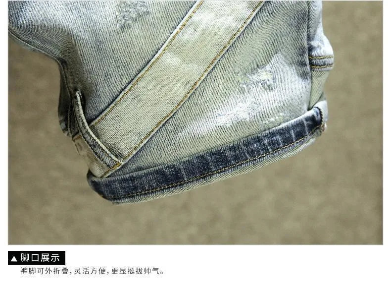 Summer New Fashion Trend Straight Leg American Retro Jeans Men's Casual Loose Sports Plus Large Size High-Quality Denim Shorts