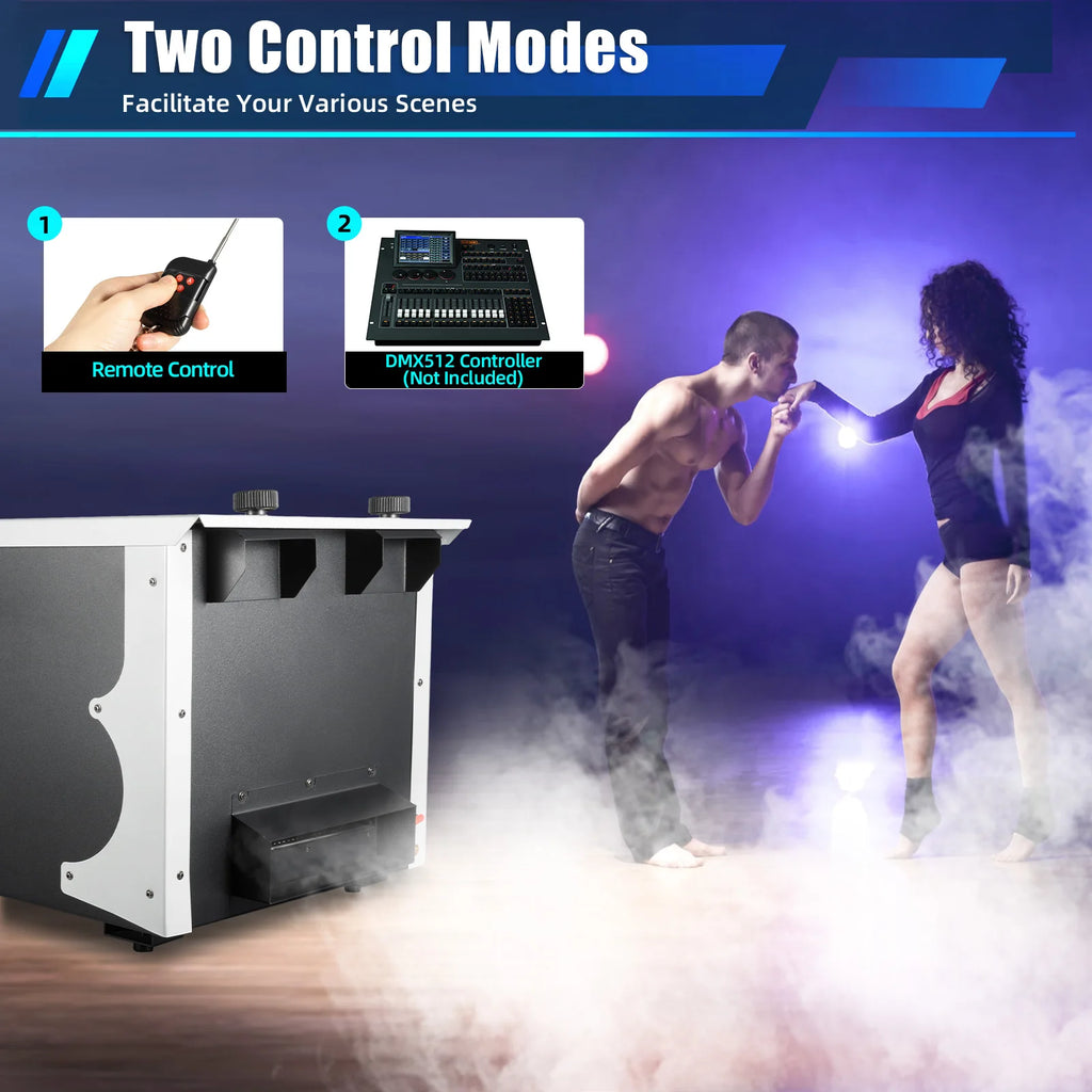 3000W 2L/67.63oz Fog Sprayer Stage Show Effect Ice Fog Producer Stage Fog Machine, Low Lying Smoking  for Creating Exciting Visual Effects Remote Control