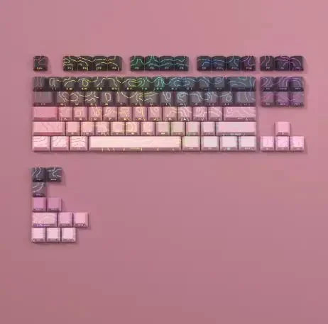 97 Keys White Contour Lines PBT Double Shot Keycaps Sidelit Light Backlit Translucent Cherry Profile for MX Mechanical Keyboards