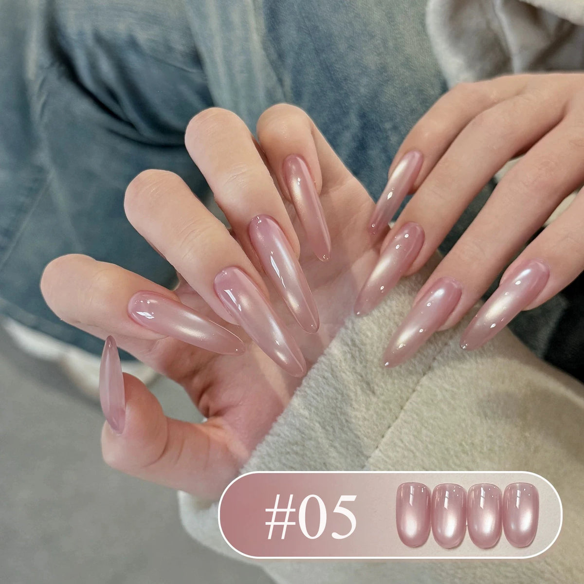 1-4pcs WS Autumn Winter Nails Pink Gold Cat's Eye Gel Nail Polish Glue Super Flash Golden Pink Porcelain White Glass Beads Gel