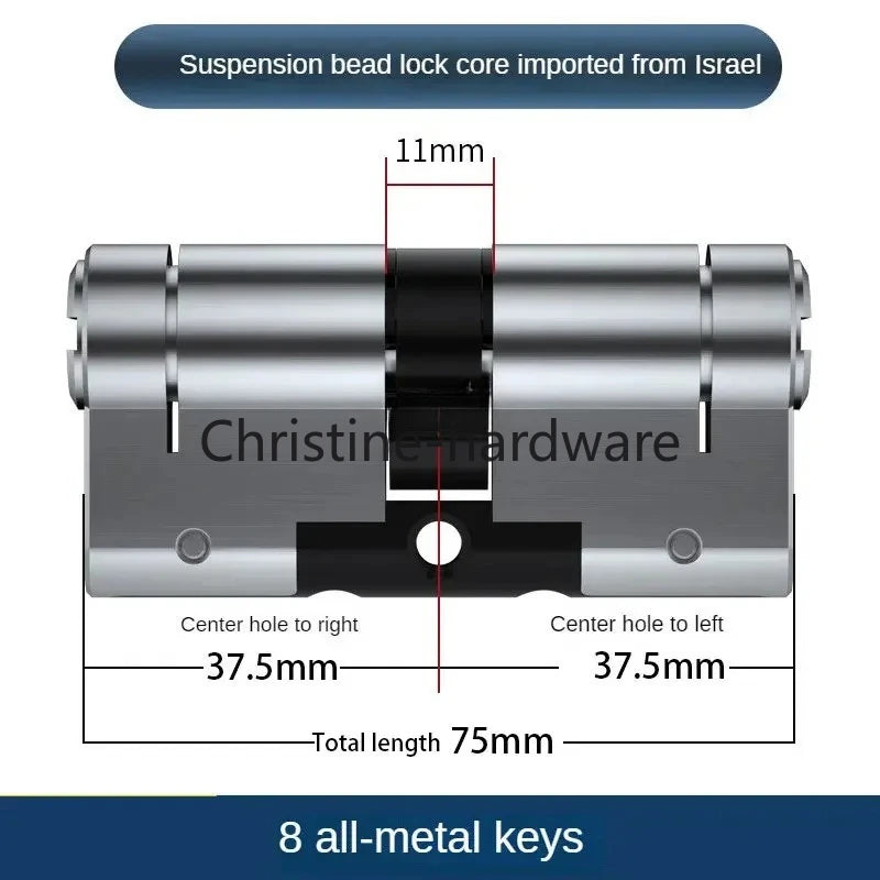 65-130MM High Quality European Standard Lock Cylinder,Super C-Level Anti-Theft Door Lock Cylinder,Household Copper Lock 8 Keys