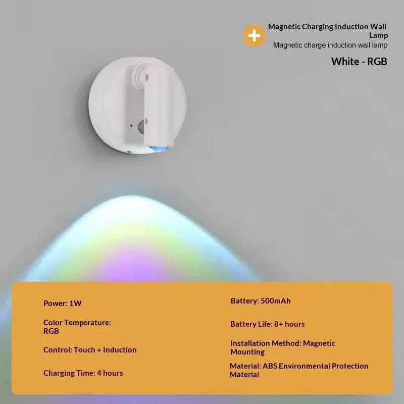 LED Light Magnetic Rechargeable Wall light Spotlight Wireless No Punch Reading Light With Touch Switch Dimmable Bedside Lamp