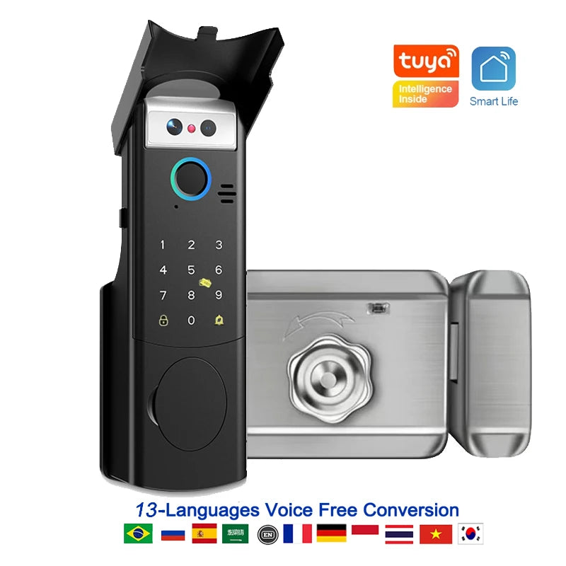 Waterproof Intercom Face Recognition Tuya Wifi Fingerprint Code RFID Card Smart Lock with Doorbell/Rechargeable Li-Battery/Keypa