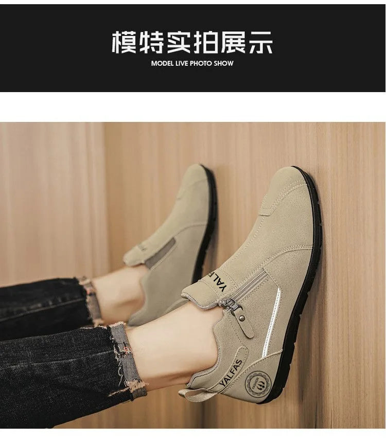 2026 New Men Casual Shoes Lightweight Slip On Sneakers Autumn Winter Flat Work Shoes Loafers Soft Sole Non Slip Walking Shoes