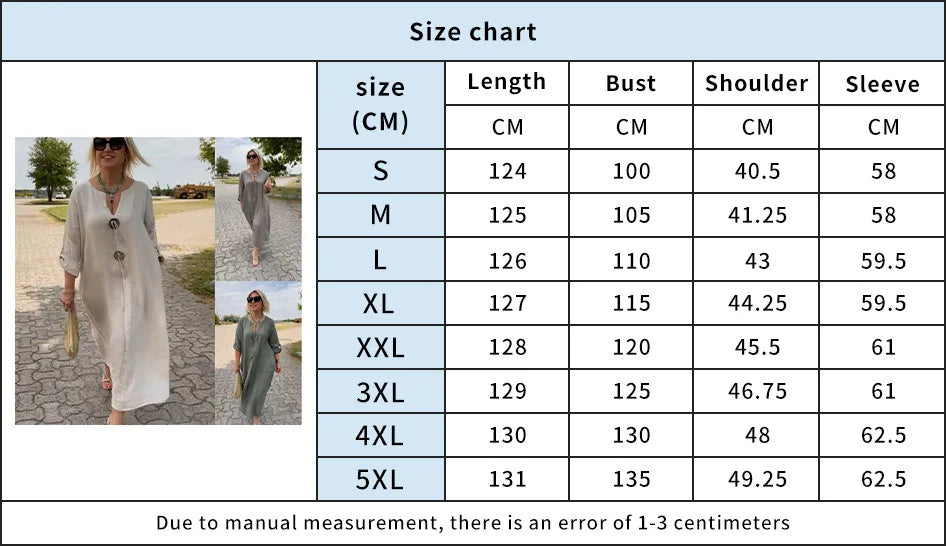 2025 Autumn Solid Maxi Dresses For Women Casual Loose Long Sleeve V Neck Button Streetwear Vacation Basic Dress Vestido Elegante
