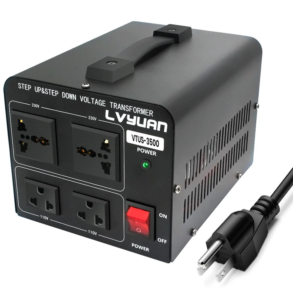 LVYUAN 700VA‑6000VA Heavy Duty Step Up Down Voltage Transformer, 110V/120V to 220V/230V, US EU Socket for Overseas Electrical Equipment